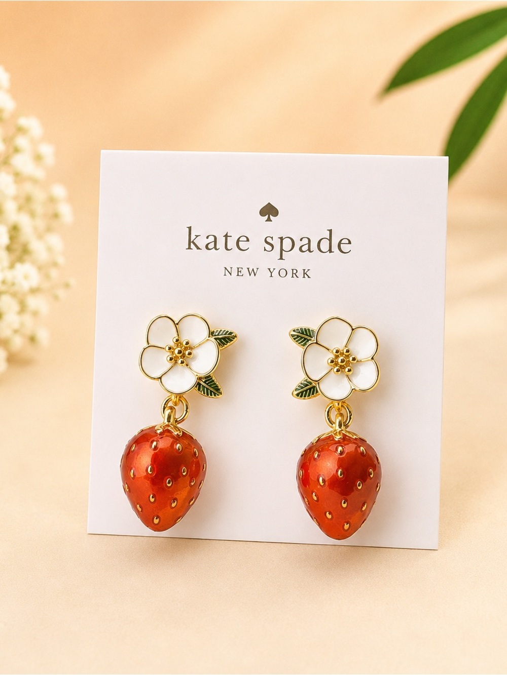 kate spade Red Strawberry Flower Drop Earrings